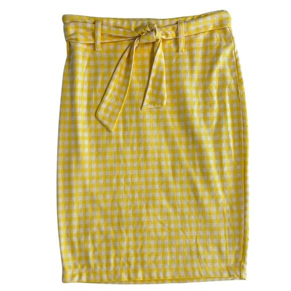 Cato Dresses & Skirts - Cato Women's Size M Yellow Gingham Tie Belt Knee Length Pencil Skirt #0017